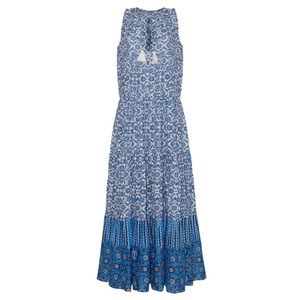 NWT Cara Cara Grace Tiered Spanish Blue Tile Maxi Dress